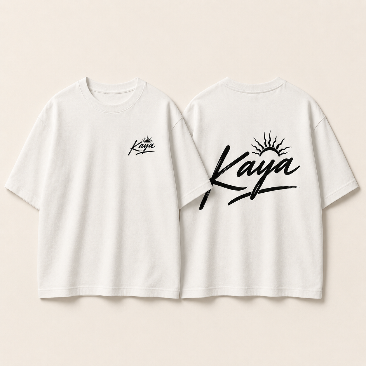 KAYA シグネチャーロゴ Tシャツ WHITE(フロント/バック)