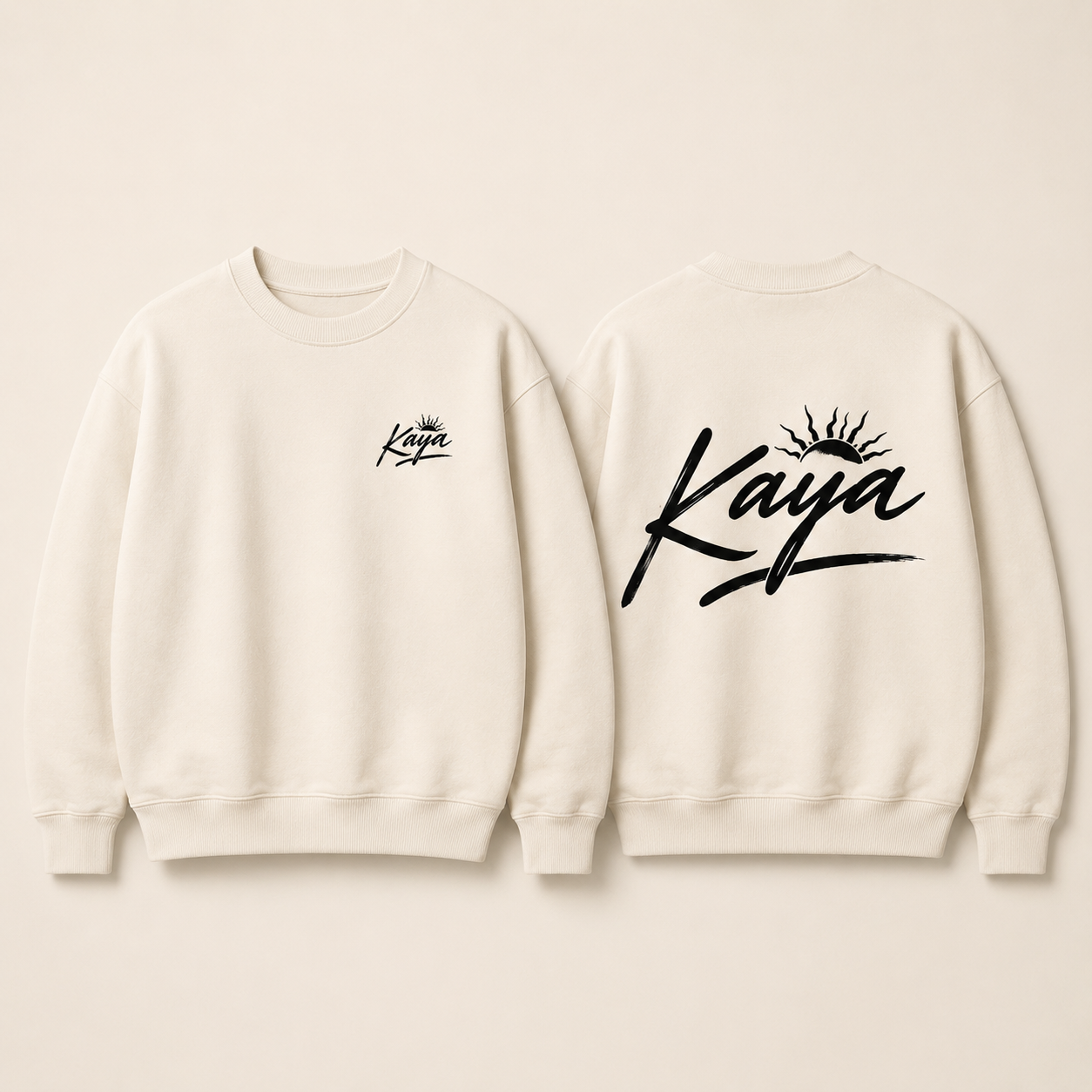 KAYA ロゴ スウェットシャツ WHITE(フロント/バック)